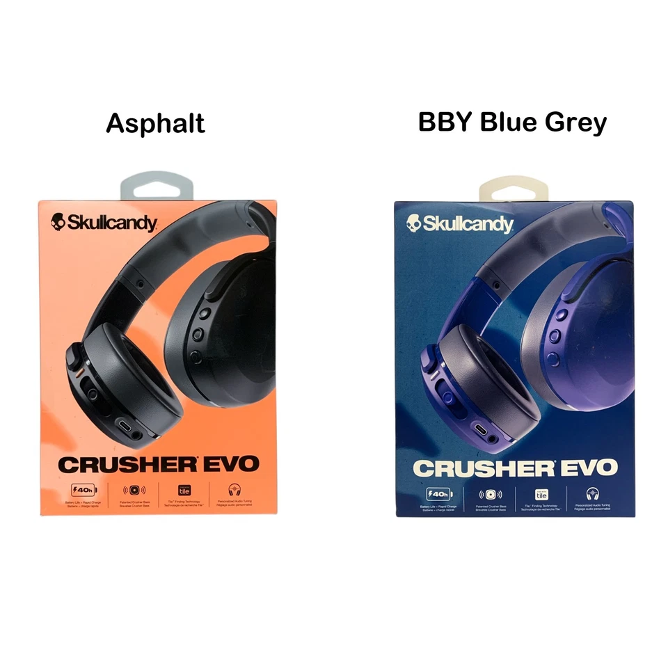 Skullcandy Crusher Evo Wireless Bluetooth Headhones, Flat-Folding OverEar Design