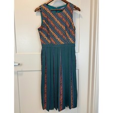 ModCloth Pleat You To It Floral Sleeveless Teal Midi Dress Size 6