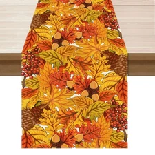 Best XCHI Fall Maple Leaves Pinecone Table Runner Decoration for Kitchen Dining