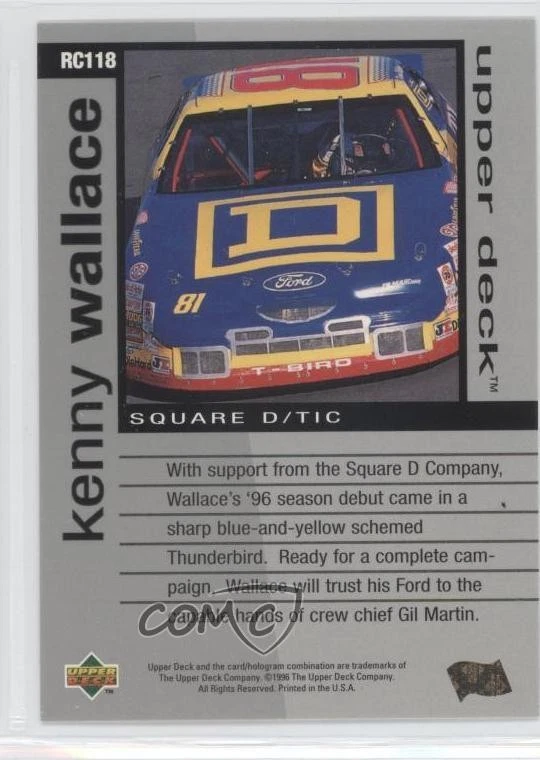 1996 Upper Deck Road to the Cup Kenny Wallace #RC118 - Image 2 of 2