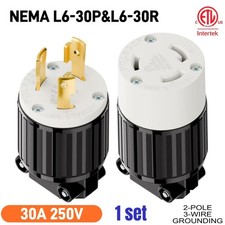 (50 Set)NEMA L6-30P & NEMA L6-30R Locking Plug Connector 30A 250V ETL Listed