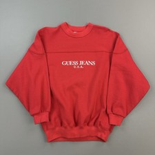 Vintage Guess Georges Marciano Sweatshirt Womens Large Red Crewneck Pullover USA
