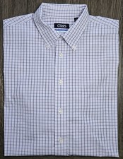 Mens Chaps Wrinkle Free Long Sleeve Plaid Button Up Shirt Size 17 1/2 36-37