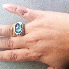 DAVID YURMAN classic Noblesse Albion Ring Sterling Silver with Blue Topaz 6