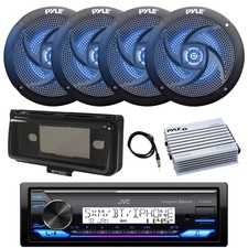 JVC Marine Stereo Receiver, Amp, 4x 6.5" LED Speakers, Cover Black , Antenna
