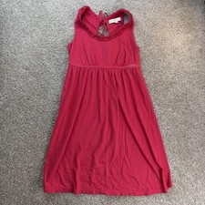 LOFT Dress Womens SP Red Sleeveless Scoop Neck Sundress Knee Length Crochet