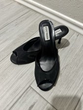 Steve Madden Black Fabric Open Toe Stiletto M...
