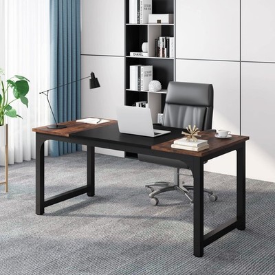 63  Executive Desk, Large Office Computer Desk with Thicken Frame, Modern Sim...