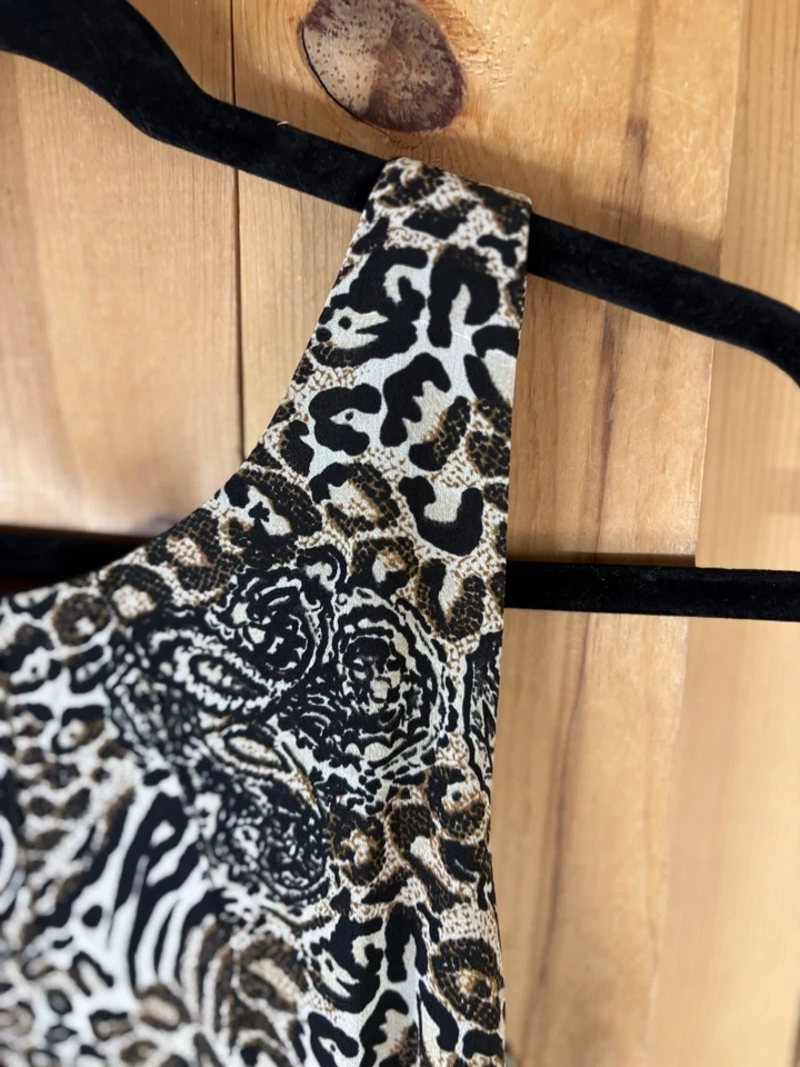 DE COLECCIÓN CDC VESTIDO SIN MANGAS MAXI LEOPARDO Y ROSAS Mujer’s Talla 6 Y2K Vestido sin Mangas Foto 2 de 4