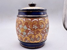 ANTIQUE DOULTON SLATERS PATENT COBALT GILT FLORAL LIDDED TOBACCO JAR