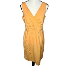 GAP Y2K Stretch Yellow Midi Dress Size 8 Summer Sundress Lightweight