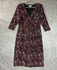 Coldwater Creek Dress Womens 6 Black Geometric Faux Wrap 3/4 Sleeve Office Work