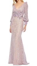 Mac Duggal 79397 Vintage Lilac Lace Beaded Floral Appliqué Gown Size 14 $798