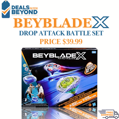 Beyblade X Drop Attack Battle Set with Beystadium Arena, 2 Takara
