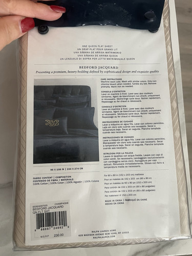 Ralph Lauren Bedford Jacquard Queen Flat Sheet Champagne. Brand New! - Picture 3 of 7