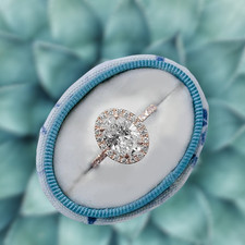 Rose Gold Engagement Diamond Ring 14k Lab Grown Oval 2.00 Carat IGI E F VVS2