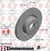 2X Zimmermann Bremsscheiben Coat Z Ø345Mm Hinten Passend FüR Bmw 1 F20 3 F31 118