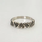Vintage 925 Sterling Silver Marcasite Hearts Ladies Band Ring Size 8.5