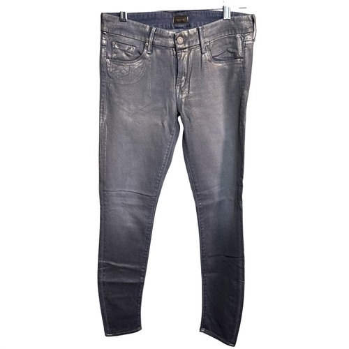 MOTHER The Looker 29 Gray Metallic Coated Skinny Jeans Golden Nuggets of Lust