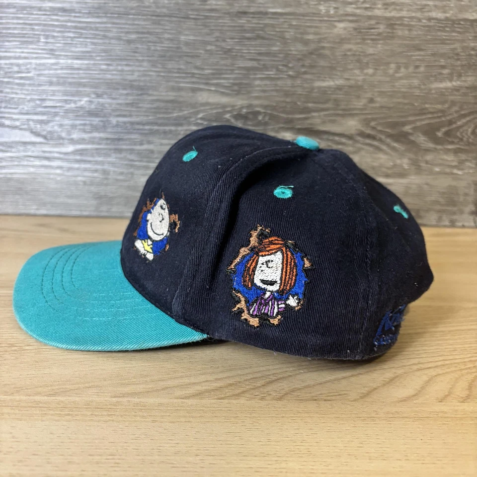 De colección Peanuts Snoopy Sombrero Gorra Snap Back Niños Negro Knott's Berry Farm Años 90 Niños Foto 4 de 4