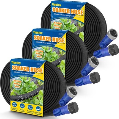 TigeJoy 150FT Flat Soaker Hose, Heavy Duty Garden Watering Hose