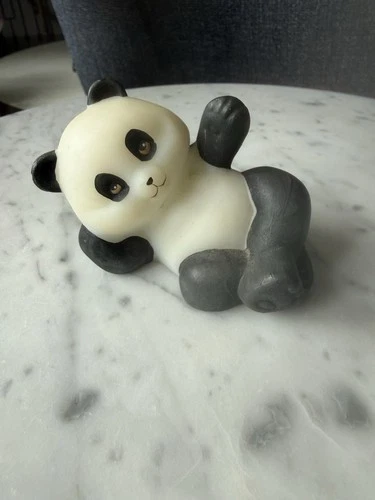 Fenton PANDA Natural Series Satin Glass Figurine Laying Down SIGNED D. Robinson