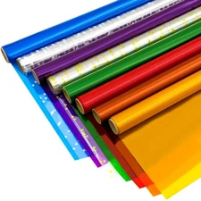 Colored Cellophane Wrap 8 Rolls, Extra Wide (34 in x 10 ft x 8 Colors) Cellop...