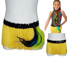 Lot of 14 Feelin Groovy 6" Yellow Fringe Skirt 1-CXS, 12-CS, 1-6x7 Dance Costume