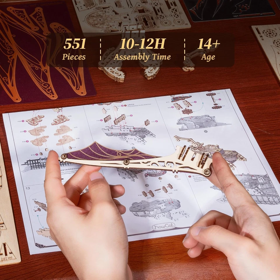 Rompecabezas de madera 3D modelo de barco pirata - kit de construcción de velero, aventura, hogar Foto 4 de 4