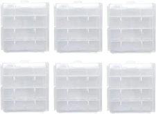 Battery Storage Case for AA/AAA, Battery Holder Box (6Pack Clear)