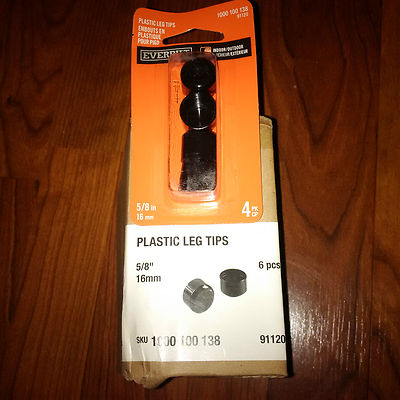 BOX OF 6 PACKS PLASTIC LEG TIPS 5/8