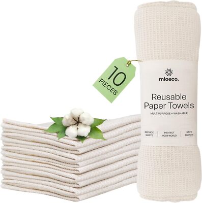 10 Pack Kitchen Paper Towels Washable - Super Absorbent Natural Paper Towels ...