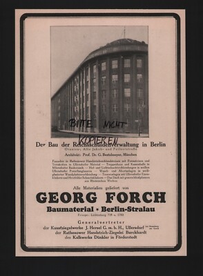 BERLIN-STRALAU, Werbung 1926, Georg Forch Baumaterial 