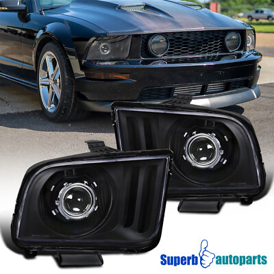 Fits 2005-2009 Ford 05-09 Mustang Black Projector Headlights Head 