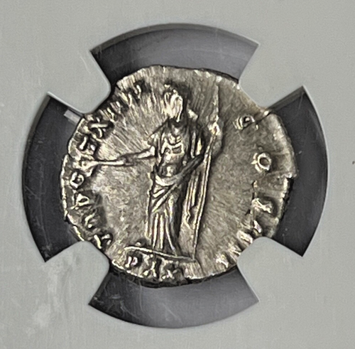 Roman Empire Antoninus Pius AD 138-161 AR Denarius NGC CH AU 4/5, 4/5. - Picture 4 of 5