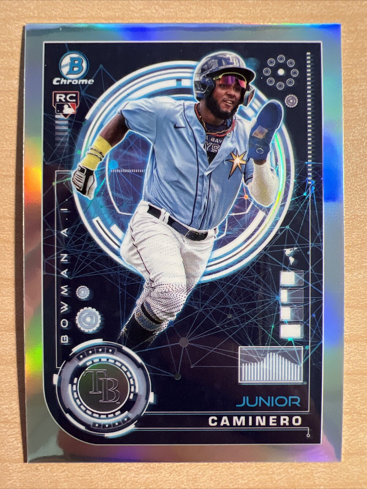 JUNIOR CAMINERO 2024 BOWMAN CHROME BASEBALL AI ROOKIE RC Tampa Bay Rays