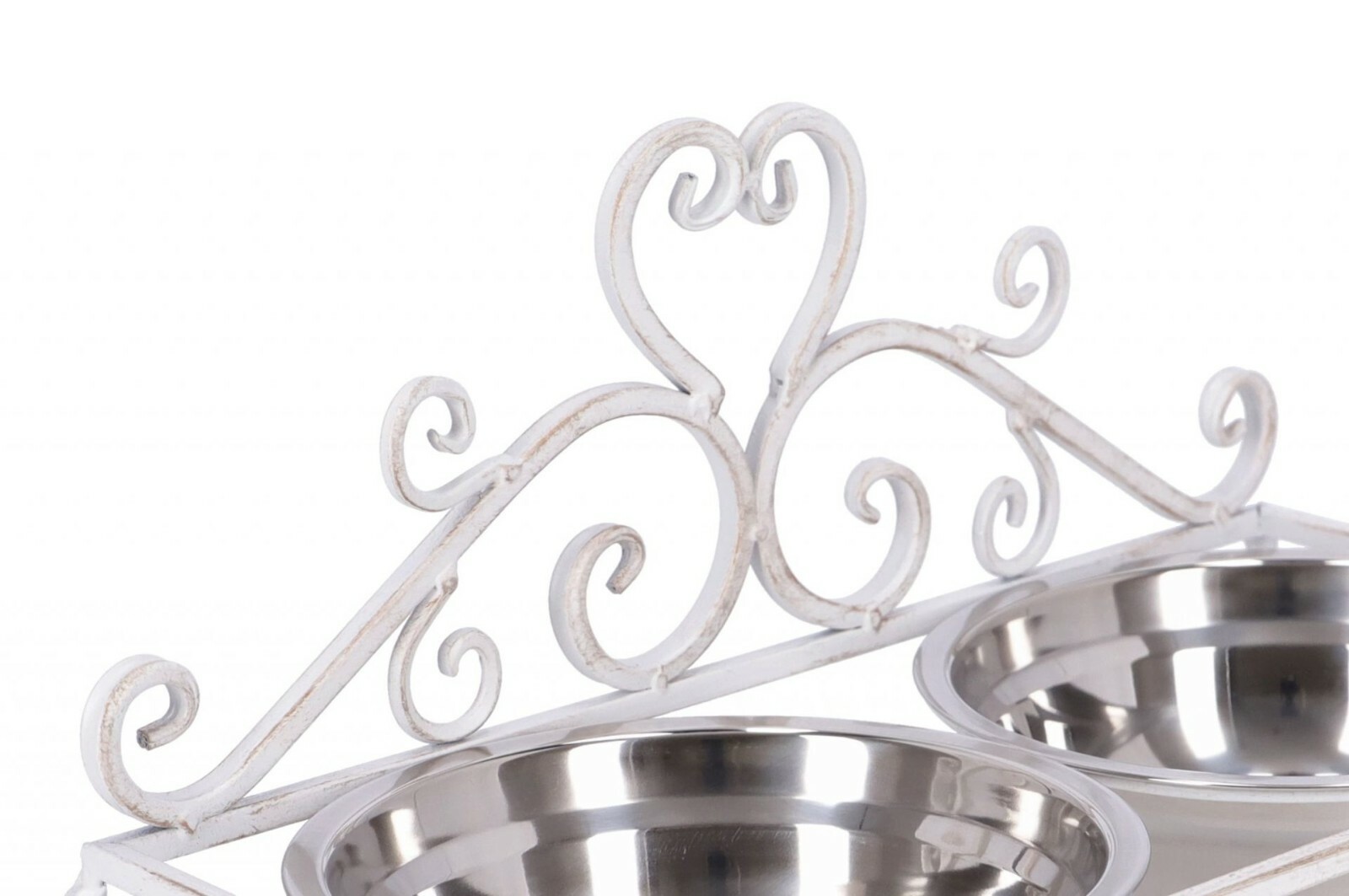 Portaciotole Shabby in Ferro Bianco per Cani e Gatti | Design Elegante - 3