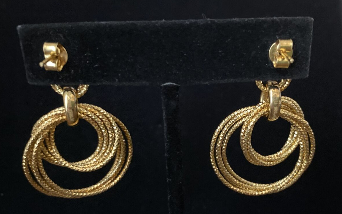 Multiple Hoops Dangle Post Earrings, 925 Silver G… - image 5