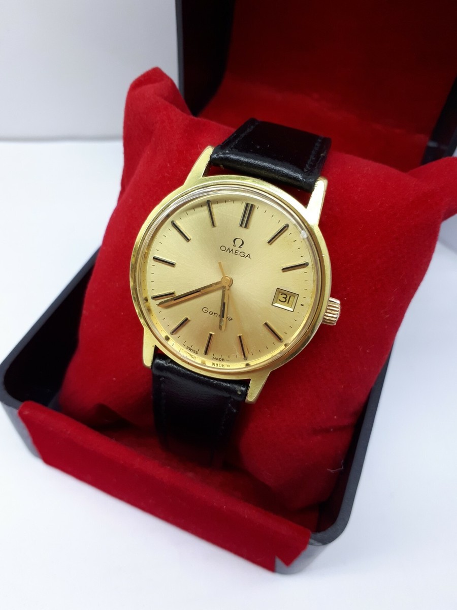 VINTAGE RARE OMEGA GENEVE Ω CAL.1030 GOLD PLATED DATE MEN'S VINTAGE RARE OMEGA GENEVE Ω CAL.1030 GOLD PLATED DATE MEN'S