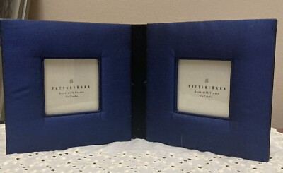 Pottery Barn Duet Silk Frame 3x3 Frame New Navy Padded Silk