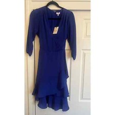 Q+A Los Angeles Women's Royal blue V-neck Faux Wrap Dress. Size Sm - NWT