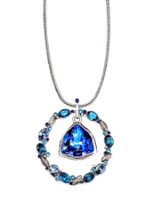 BRIGHTON DIVINE FEMININE BLUE SWAROVSKI CRYST SLVR LONG NECKLACE NWT+BAG✨VINTAGE