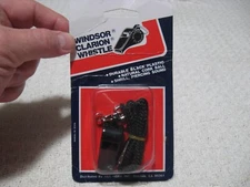 Vintage Windsor Clarion Whistle Black Plastic w/Rope Lanyard