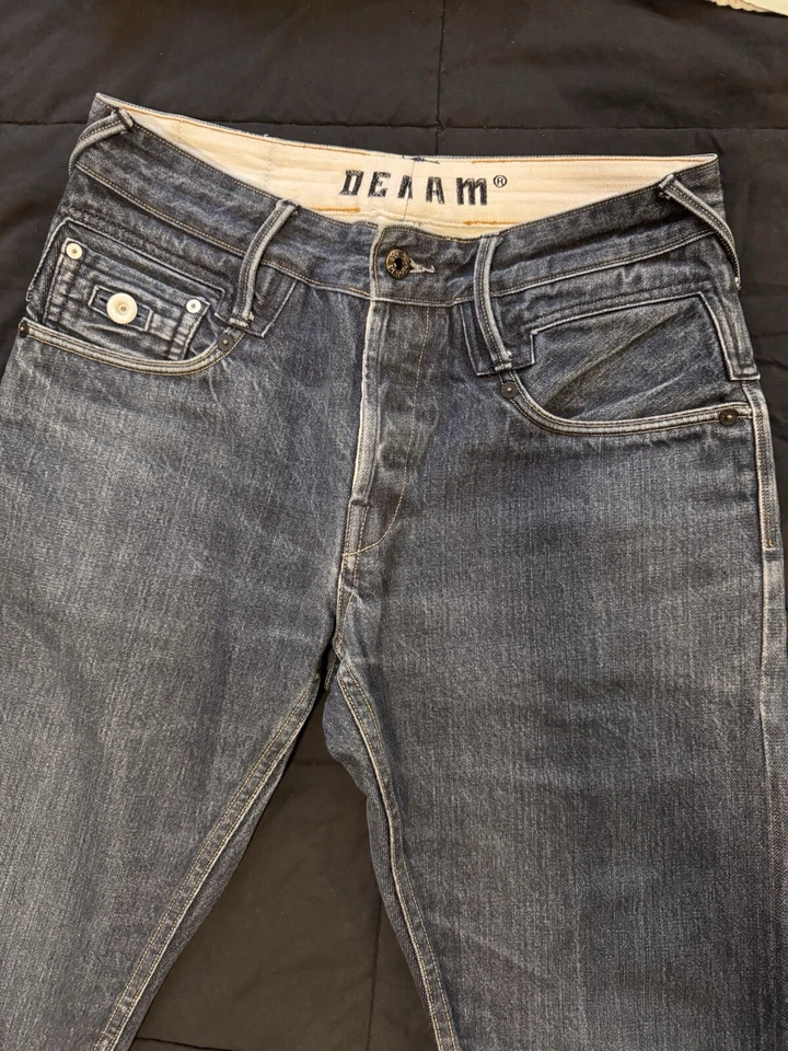 Pantalones de mezclilla Denham Skinner ajustados ribete crudo índigo para hombre talla W30 L32 Foto 3 de 4