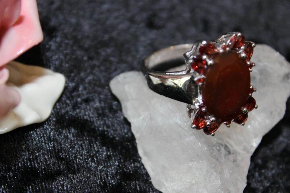 Silberring Edelsteinring Silber 925 Granat Große-62 (19,7 mm) - Bild 2 von 4