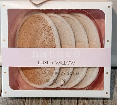 Nature Luxe & Willow 4pk Face and Body Scrub Sponges 
