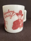 Vintage 1950's Hazel-Atlas Red HOPALONG CASSIDY Childs White Milk Glass Mug Cup