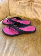 OP Ocean Pacific Pink/Black Thongs Flip Flops Size 5-6 Made In Brazil