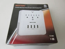 BESTTEN 3-Outlet Wall Surge Protector with 4 USB Charging Ports (Brand New)