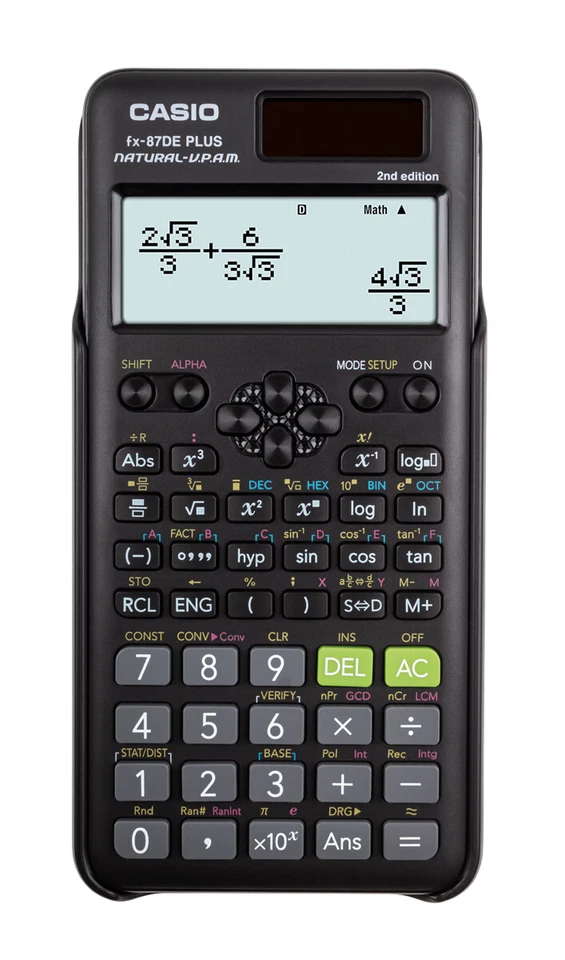 Taschenrechner Casio FX-87 DE Plus Solar Dual Power Tischrechner + Schutztasche - Bild 2 von 3